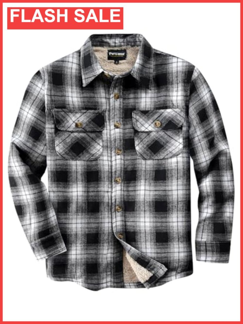 Men's Sherpa Lined Cotton Flannel Shirt Jacket Plaid Button Down